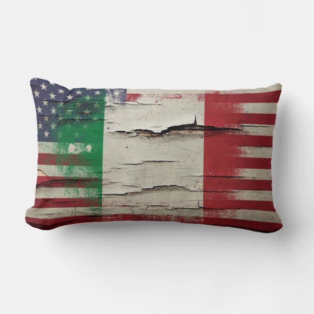 Crackle Paint | Italian American Flag Lumbar Cushion (Front)