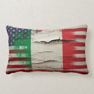 Crackle Paint   Italian American Flag Lumbar Cushion
