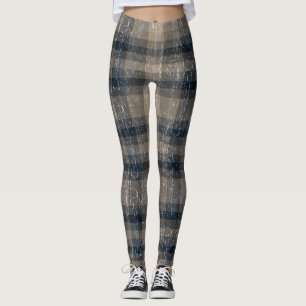 Crackle Plaid Beige and Brown Leggings