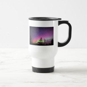 Crackle Texture Art Northern Lights Sky Alaska Travel Mug