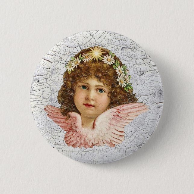Crackled Angel 6 Cm Round Badge (Front)