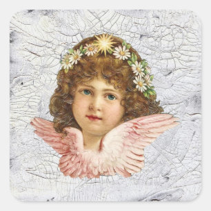 Crackled Angel Square Sticker