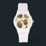 Crackled Antique Shells Watch<br><div class="desc">Artist Denis Diderot is talented and known for his great sea life images. In this vivid image, he captures four crackled Conch seashells in their most natural style. Conches are often crackled like these four seashells and in a sepia looking tone. Get your seashell product today and you can picture...</div>