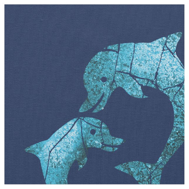 Crackled Dolphin Pattern Fabric (Close Up)