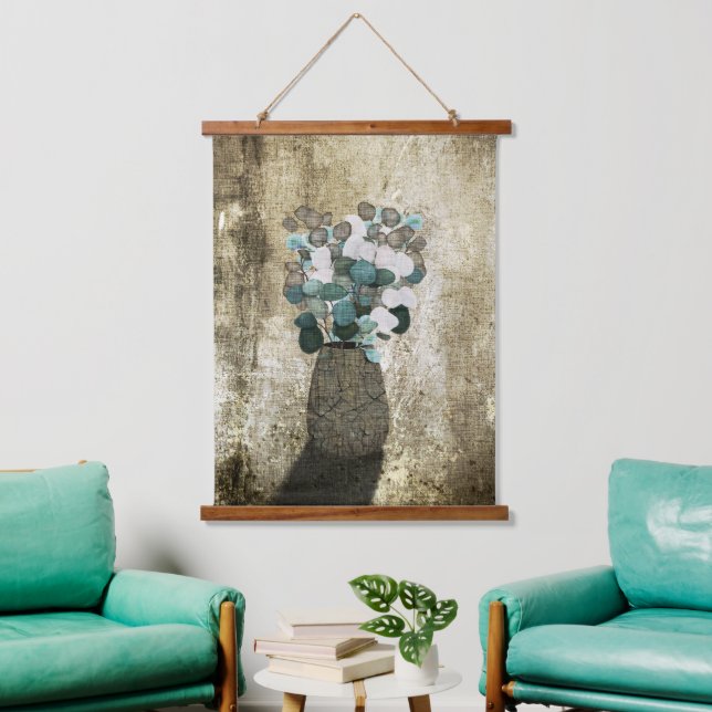 Crackled Vase of Coin Flowers Hanging Tapestry (Living Room)