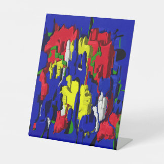 Cracks in blue, abstract pedestal sign