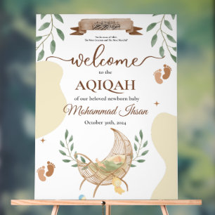 Cradle Unisex Muslim Baby Aqiqah Party Acrylic Sign
