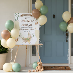 Cradle Unisex Muslim Baby Aqiqah Party Acrylic Sign