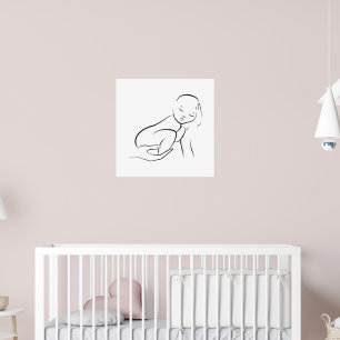 Cradled Innocence – Minimalist Baby Line Art Poster