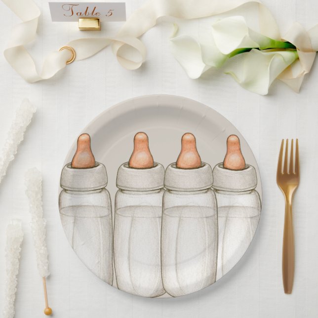 Craft Baby Shower Invitation- Baby Bottle Luncheon Paper Plate (Wedding)