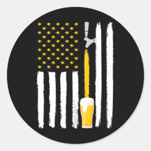 Craft Beer American Flag Usa 4th July Brewery Classic Round Sticker