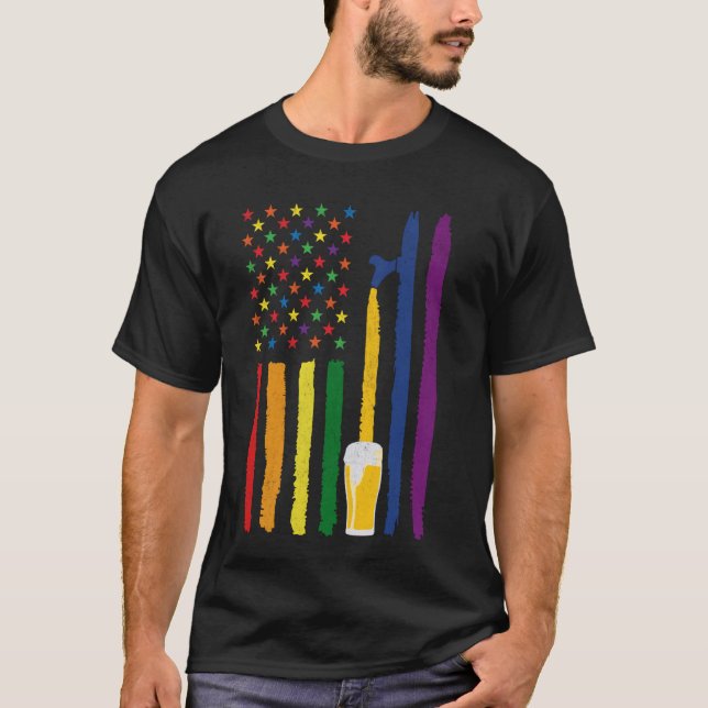 Craft Beer American Flag USA Patriotic 4th of July T-Shirt (Front)
