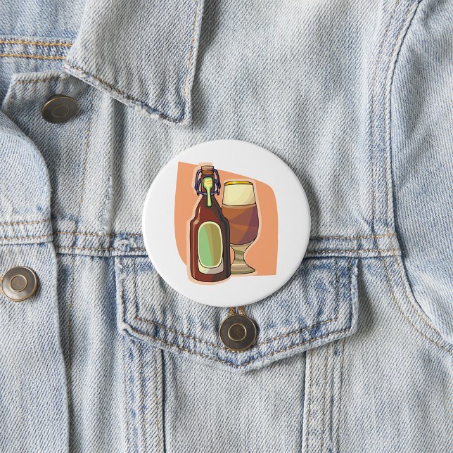 Craft Beer Bottle and Glass Rustic Brewery 7.5 Cm Round Badge (Creator Uploaded)
