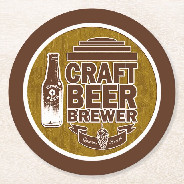 Craft Beer Brewer - Brown Round Paper Coaster (Front)