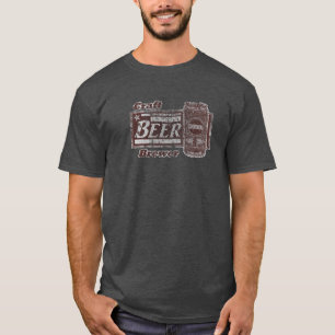 Craft Beer Brewer - Burgundy & White Can Worn Look T-Shirt