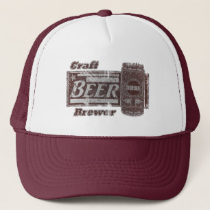 Craft Beer Brewer - Burgundy & White Can Worn Look Trucker Hat