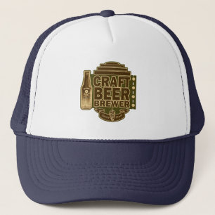 Craft Beer Brewer - Green Wood-Grain Look Logo Trucker Hat