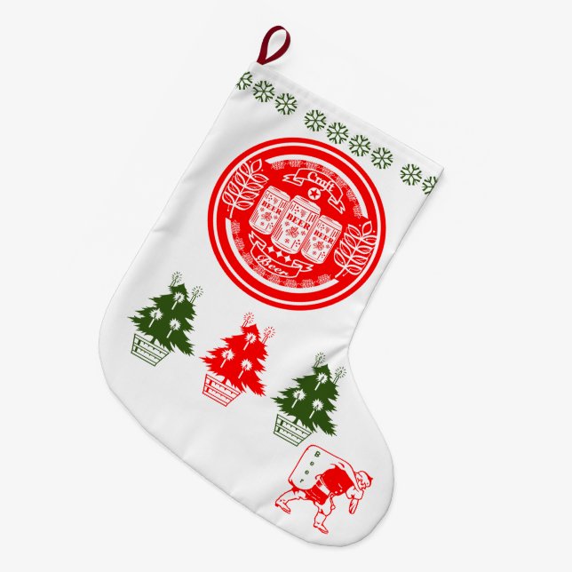 Craft Beer Christmas  - Beer Cans G&R Large Christmas Stocking (Front (Hanging))