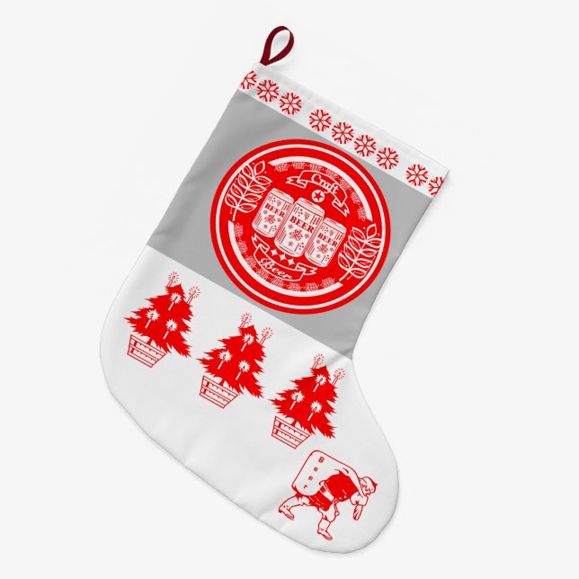 Craft Beer Christmas  - Beer Cans R G W Large Christmas Stocking (Front (Hanging))