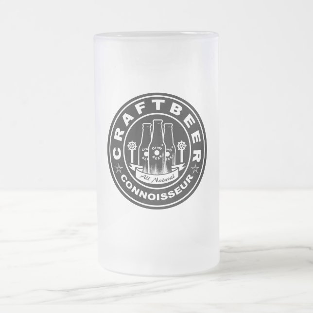 Craft Beer Connoisseur Frosted Glass Beer Mug (Center)