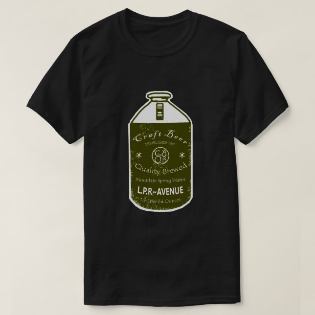 Craft Beer -Growler Jug Green White T-Shirt (Design Front)