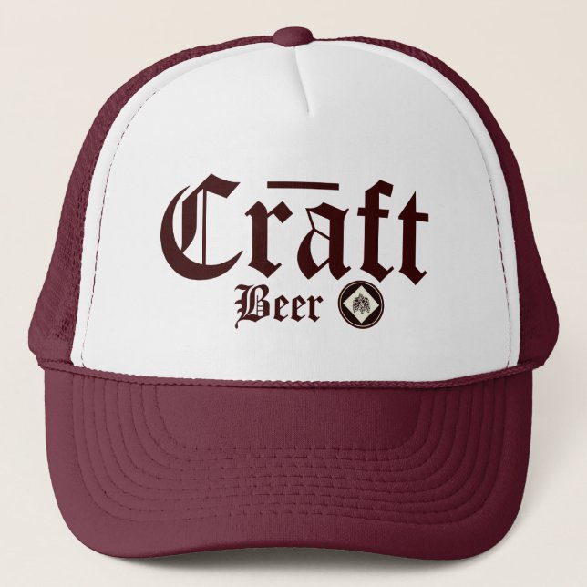 Craft Beer Hops Burgundy Trucker Hat (Front)