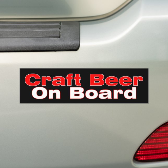 CRAFT BEER ON BOARD BUMPER STICKER (On Car)