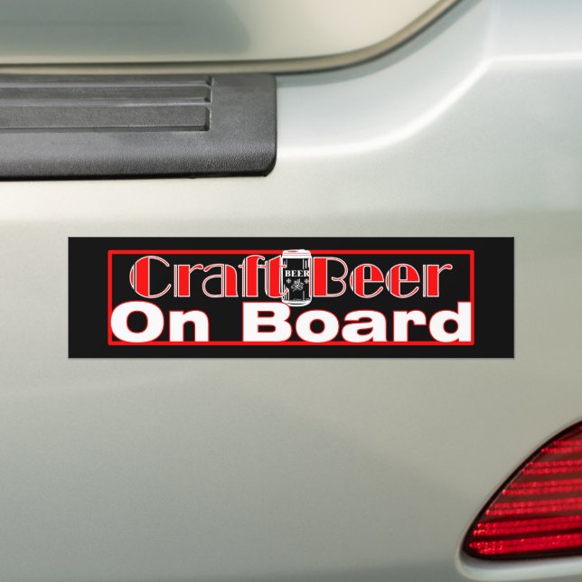 CRAFT BEER ON BOARD CAN BUMPER STICKER (On Car)