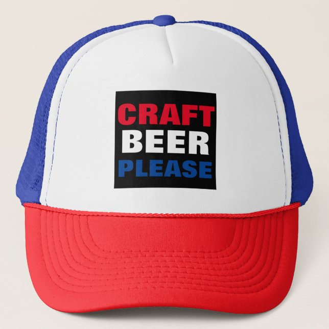 CRAFT BEER PLEASE - Red White & Blue Trucker Hat (Front)
