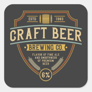 Craft Beer Vintage Brew Logo  Square Sticker