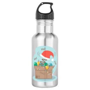 Craft box with Christmas decoration and Santa hat  532 Ml Water Bottle
