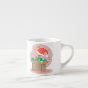 Craft box with Christmas decoration and Santa hat Espresso Cup