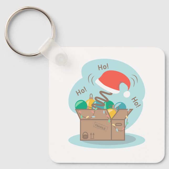 Craft box with Christmas decoration and Santa hat  Key Ring (Front)