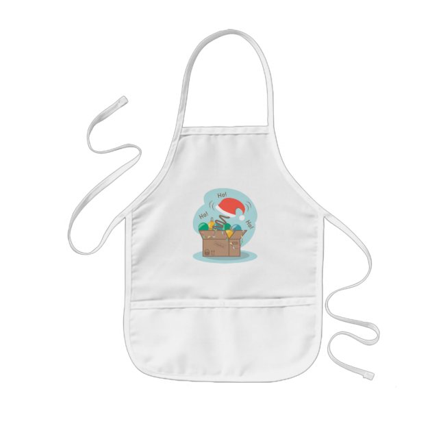 Craft box with Christmas decoration and Santa hat  Kids Apron (Front)