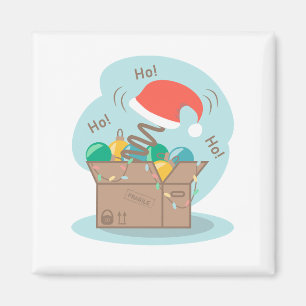 Craft box with Christmas decoration and Santa hat Magnet