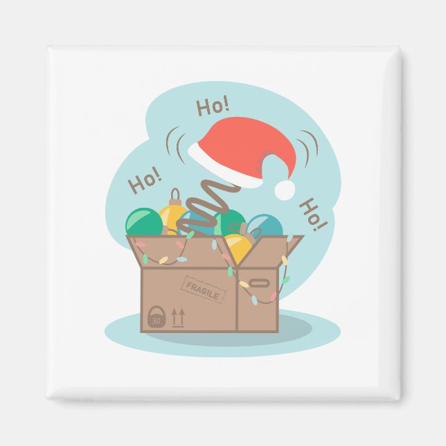 Craft box with Christmas decoration and Santa hat  Magnet (Front)