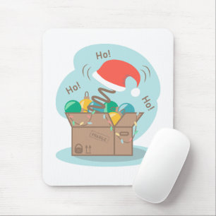 Craft box with Christmas decoration and Santa hat Mouse Mat