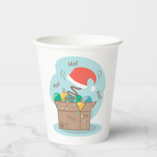 Craft box with Christmas decoration and Santa hat Paper Cups