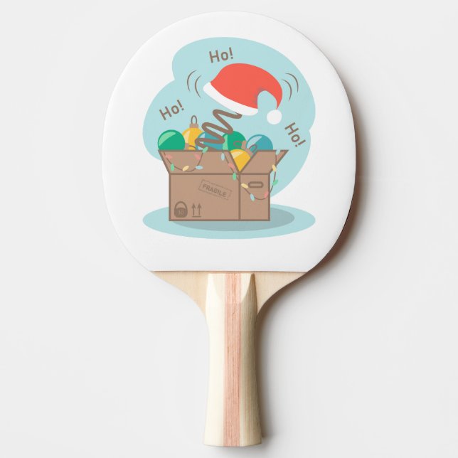 Craft box with Christmas decoration and Santa hat  Ping Pong Paddle (Front)