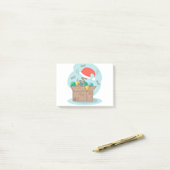 Craft box with Christmas decoration and Santa hat  Post-it Notes (On Desk)