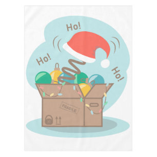 Craft box with Christmas decoration and Santa hat Tablecloth