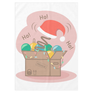 Craft box with Christmas decoration and Santa hat Tablecloth