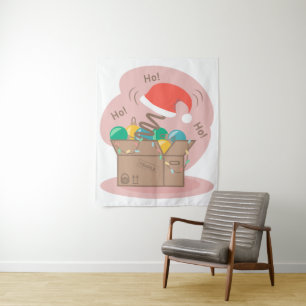 Craft box with Christmas decoration and Santa hat Tapestry