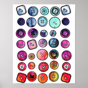 Craft Button Watercolor Poster