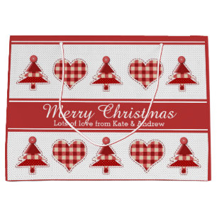 Craft Christmas Trees and Hearts Personalised Large Gift Bag