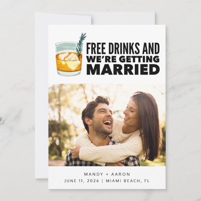 Craft Cocktail Funny Photo Wedding  Save The Date (Front)