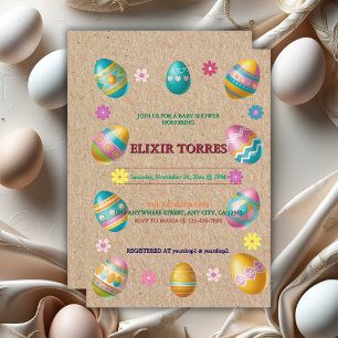Craft Colourful Floral Easter Eggs Baby Shower Invitation