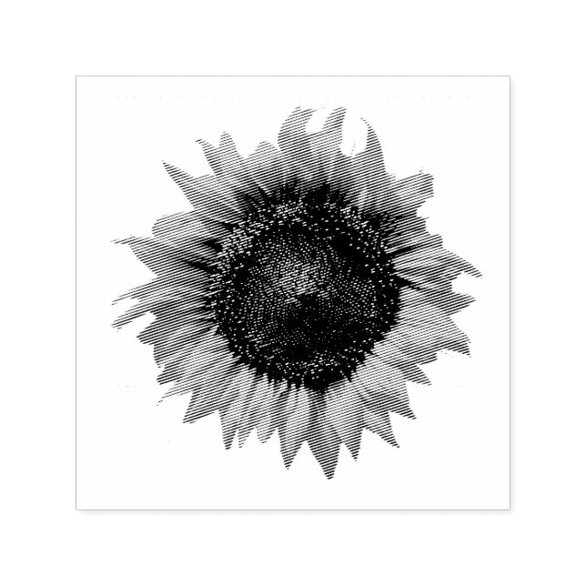 Craft deco Big vintage Sunflower  Self-inking Stamp (Design)