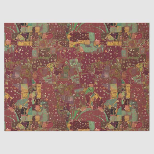 Craft Decoupage Boho Collage Swatch Deep Pinks Tissue Paper (Front)