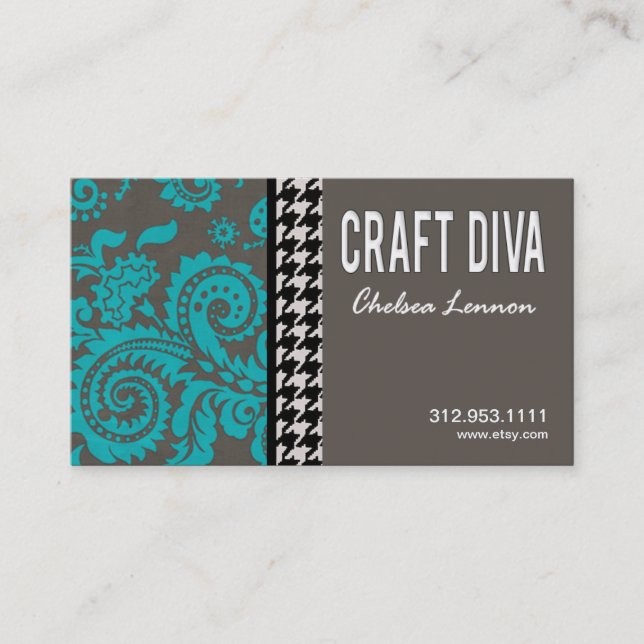 Craft Diva Artist Handicrafts Knitting Quilting Business Card (Front)